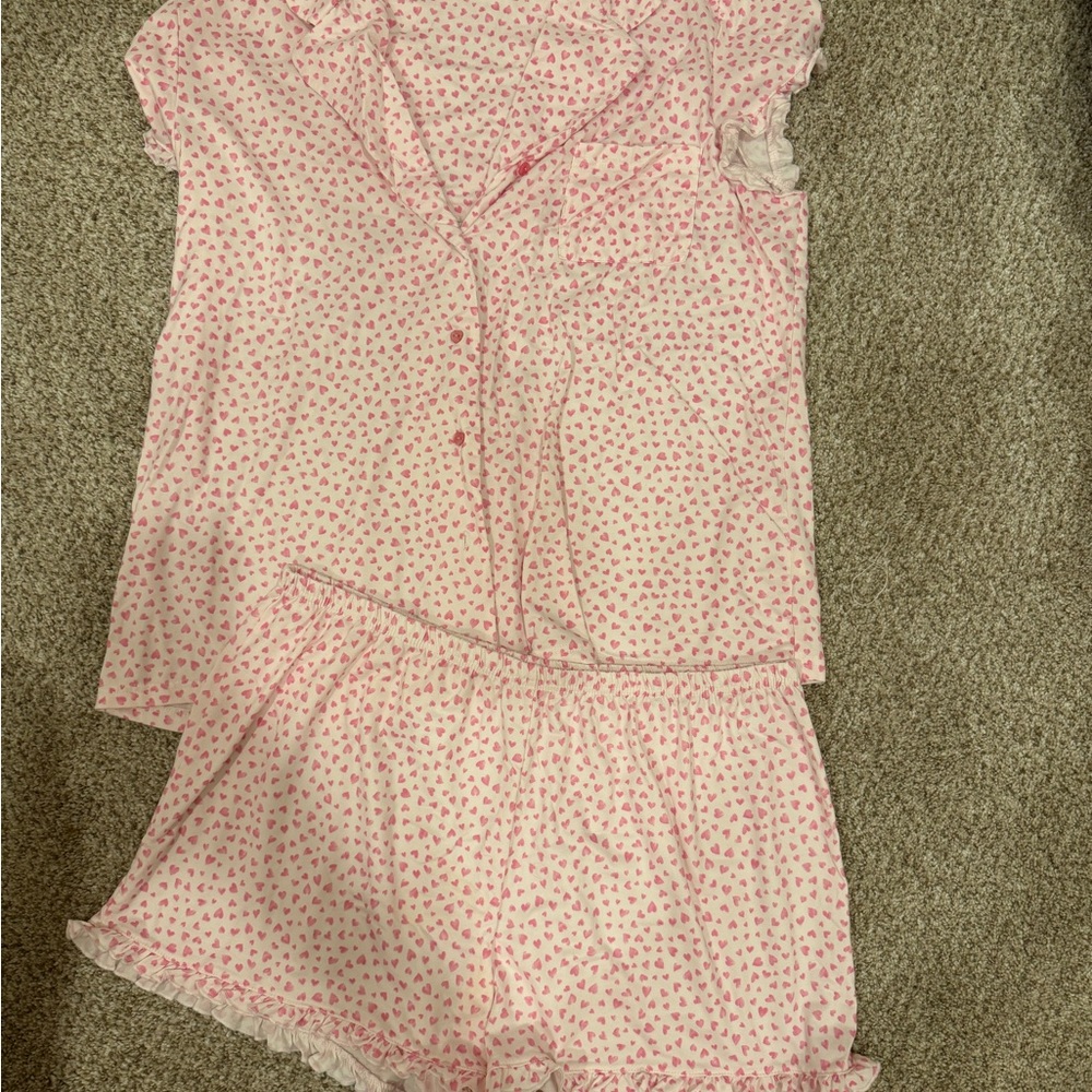 Laura Ashley Pink Heart Print Pajama Set